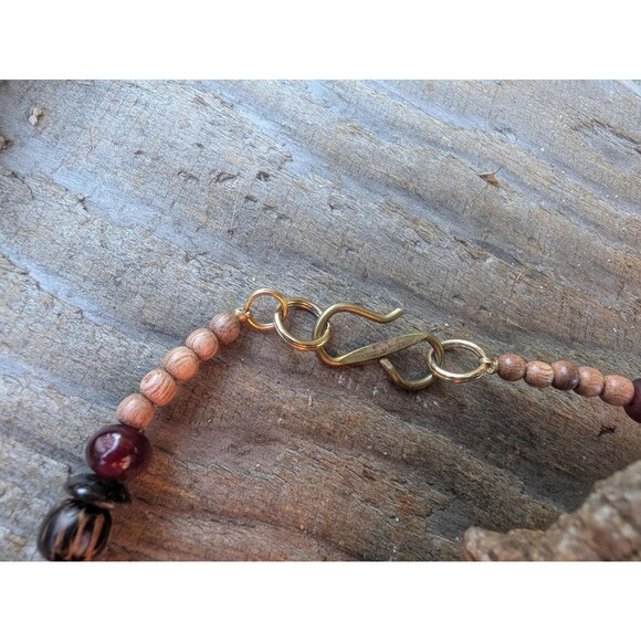Vintage Wood Beaded Necklace: Red Chunky Necklace - Picture 7 of 16
